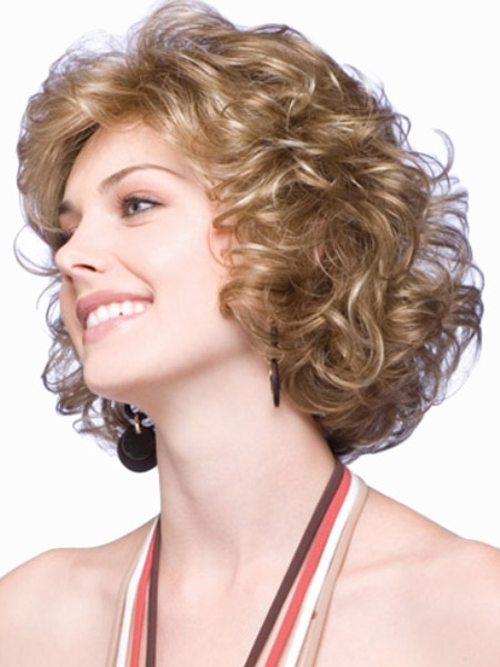 Women's Clothing Accessories | Attractive Gold Barrel Curls Heat-resistant Fiber Women Medium Wig - LU40389