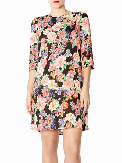 Short Sleeves Floral Print Chiffon Fabulous Shift Dress For Woman ...