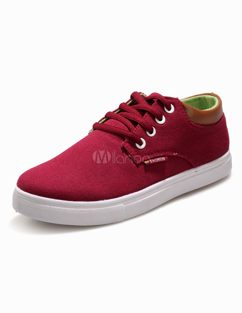 レディース靴 スニーカー ワインレッド カジュアル ローカット 美脚 レースアップ Milanoo Jp