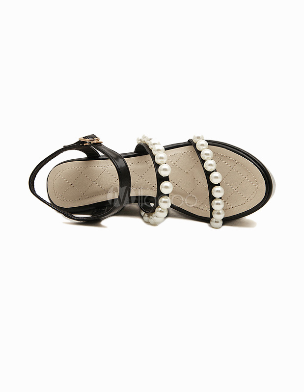 open toe black wedge sandals