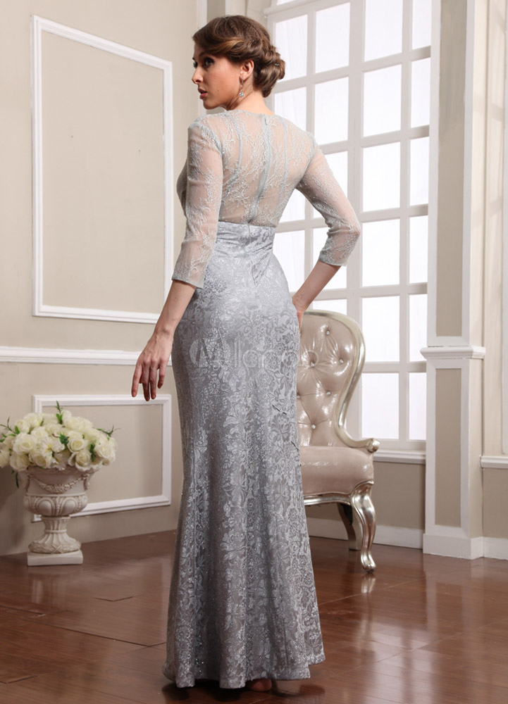 silver lace gown