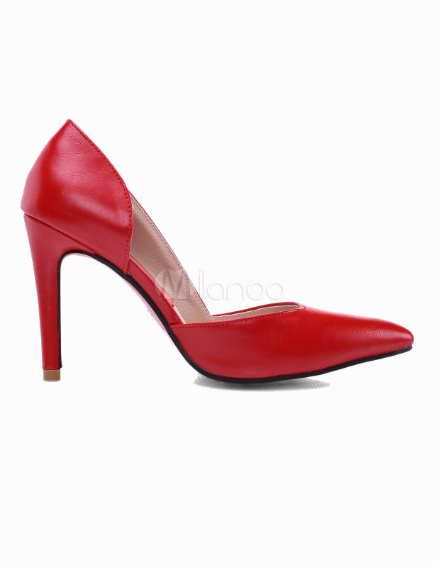 Red PU Leather Modern Womens Pointy Toe Shoes - Milanoo.com