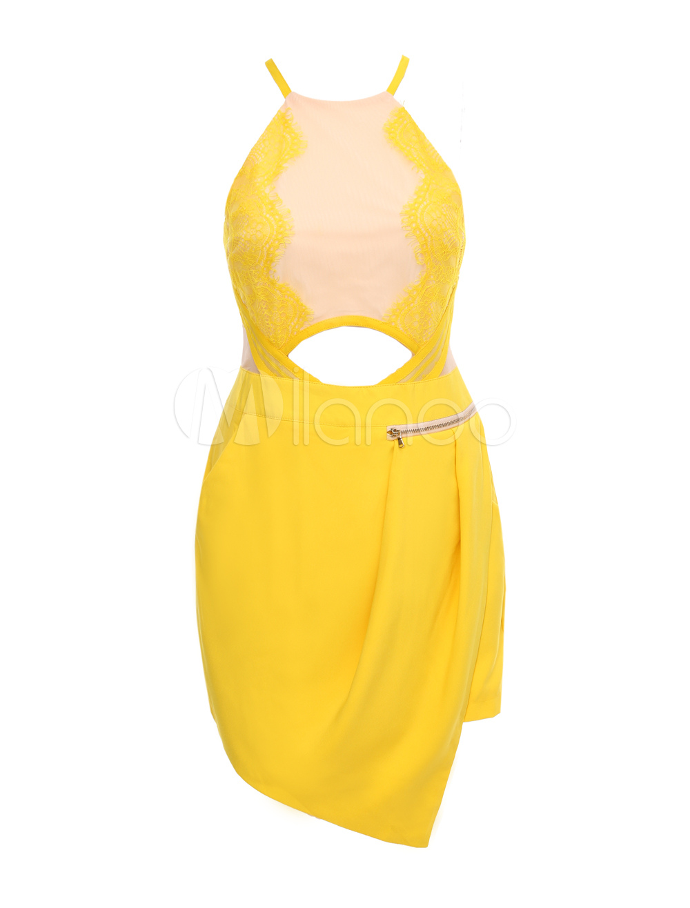 Unique Yellow Cut Out Chiffon Romper For Women - Milanoo.com