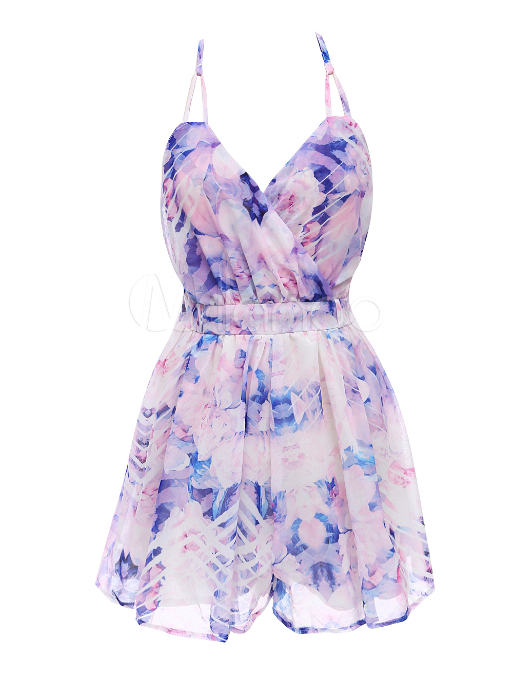 Floral Print Polyester Charming Fashion Romper For Ladies