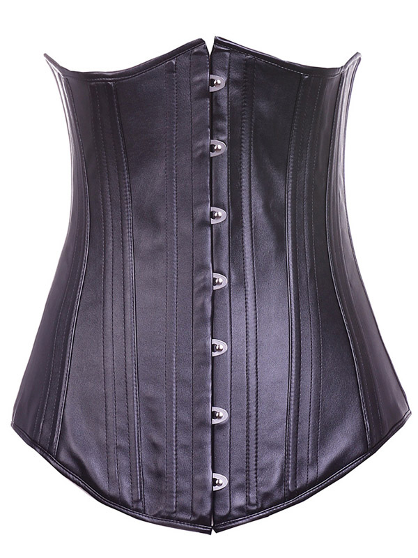 Black Leather Corsets With Thong - Milanoo.com