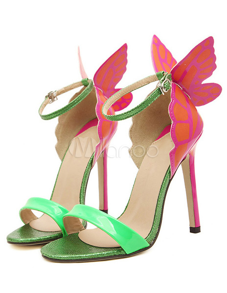 yellow heels with butterflies