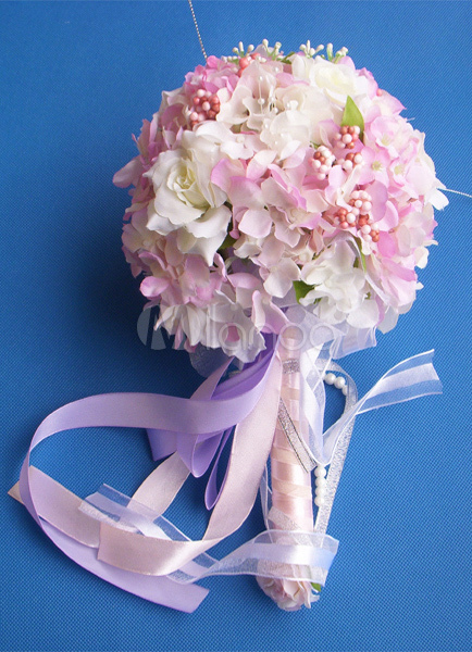 Forma redonda rosa hortênsia fabuloso Bouquet flores do casamento -  Milanoo.com