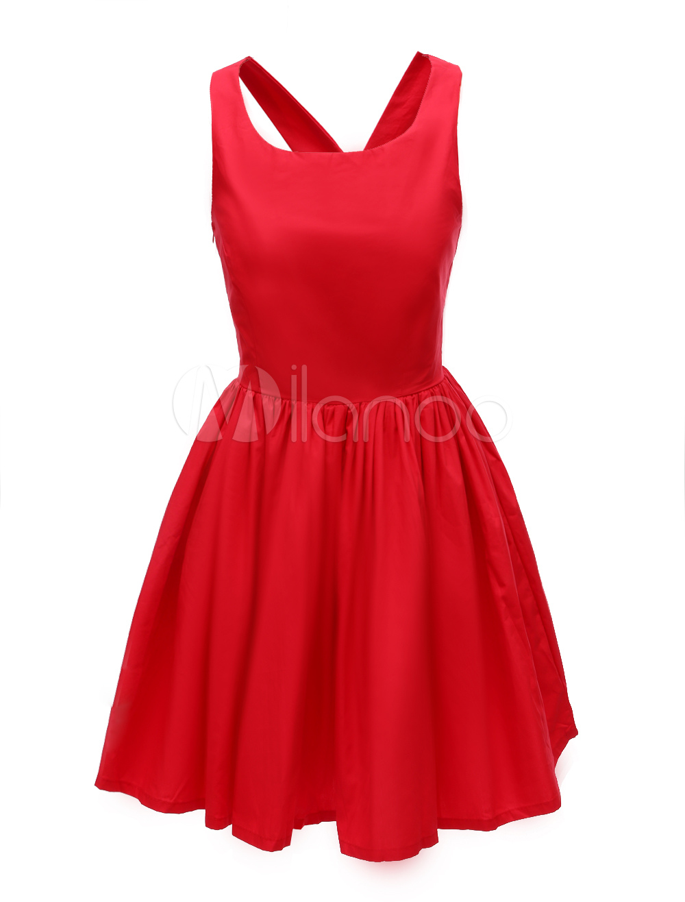 Red Sleeveless Satin Sweet Women's Vintage Dress - Milanoo.com