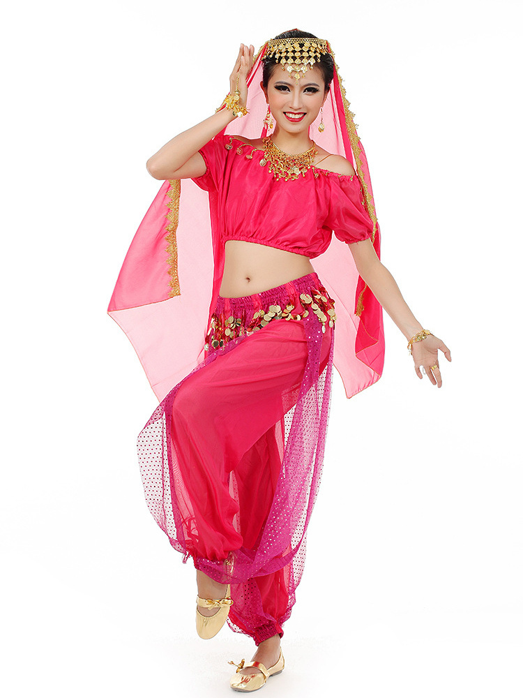 Costume Danse du ventre Charmant en mousseline de soie de danse Bollywood 2024 Robe pour femmes avec le voile Déguisements Halloween