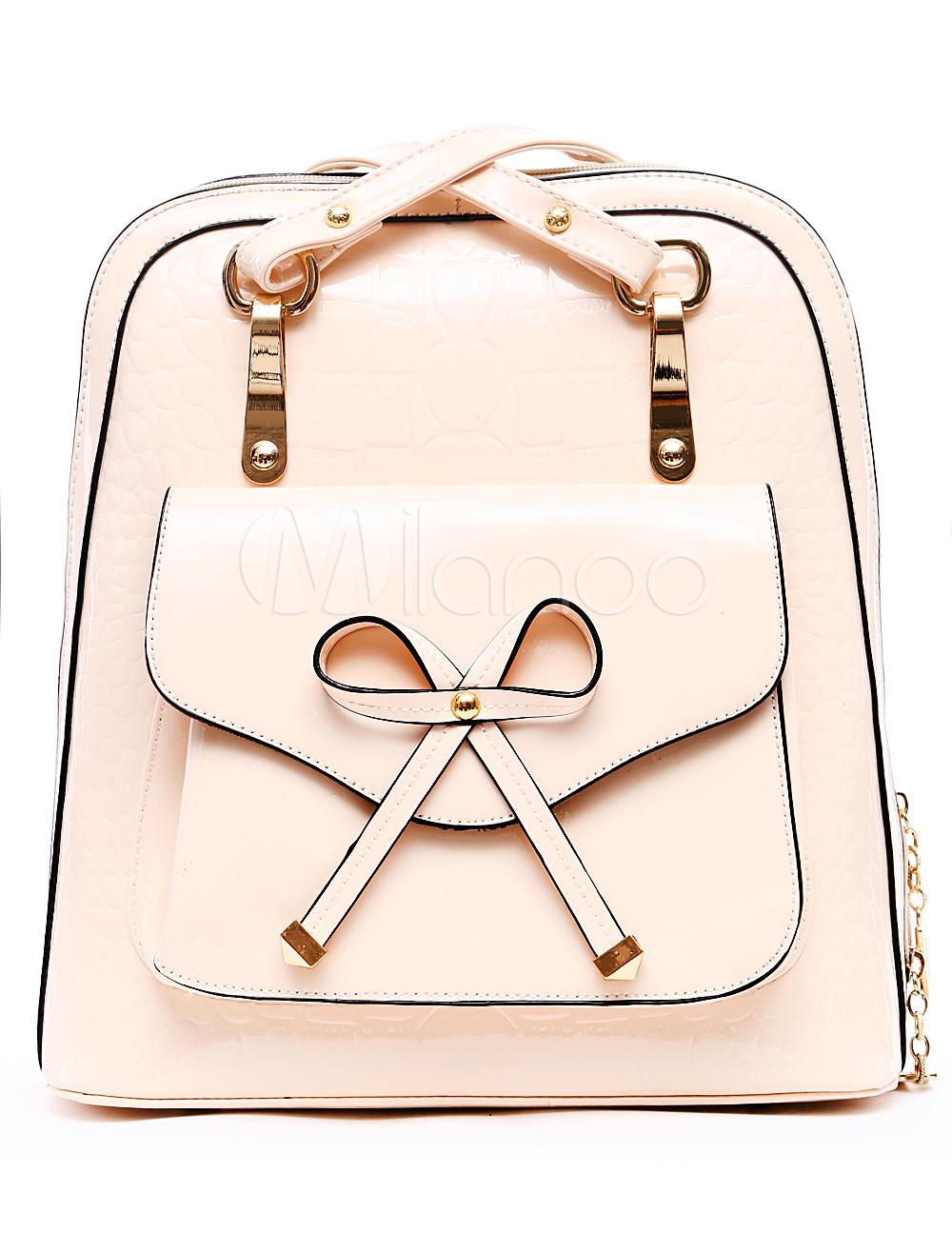 Cute White Vertical Shape Backpack With Bow Decor