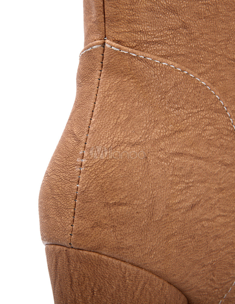 Stylish Grommets PU Leather Round Toe Lace Up Boots For Ladies