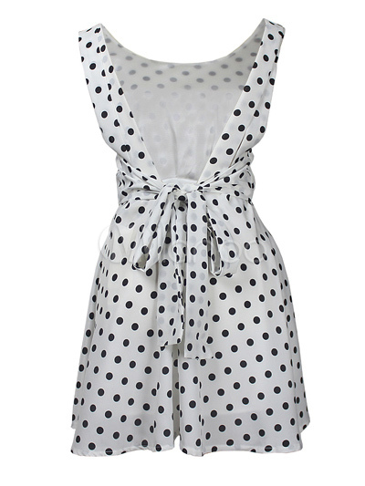 Charming Sleeveless Polka Dot Backless Vintage Dress For Women ...