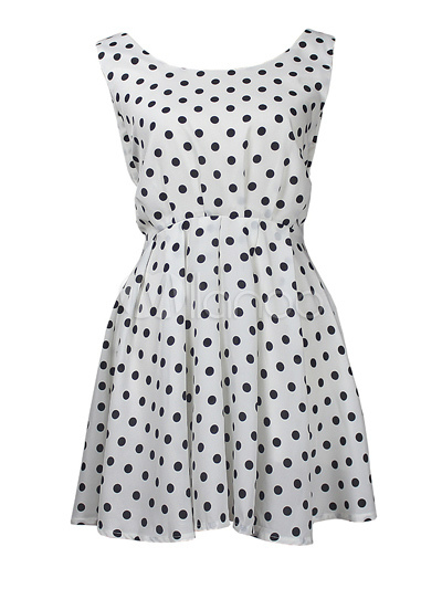 Charming Sleeveless Polka Dot Backless Vintage Dress For Women ...