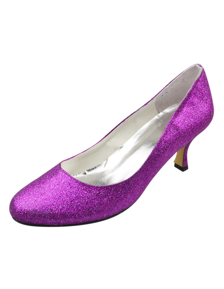 Sparkling Purple Kitten Heel Round Toe Shoes For Bride - Milanoo.com