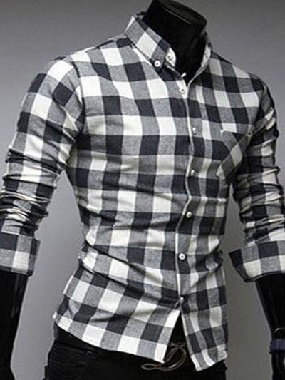 Academic Plaid Long Sleeves Cotton Blend Men's Shirts - Milanoo.com