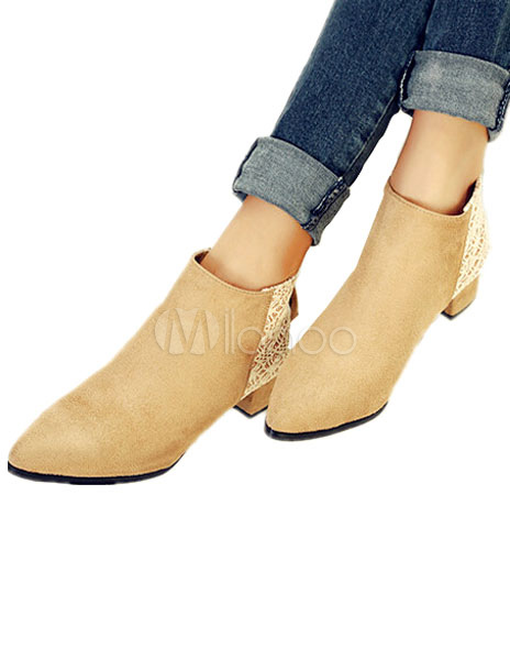 pointed closed toe chunky heel boots