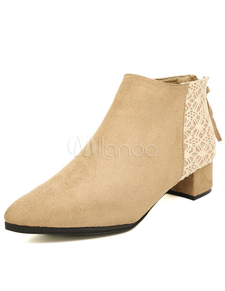 pointed closed toe chunky heel boots