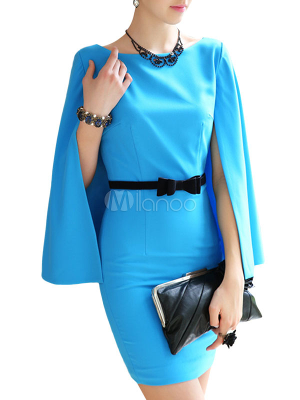 Short Sleeves Polyester Poncho-like Bodycon Dress For Women - Milanoo.com