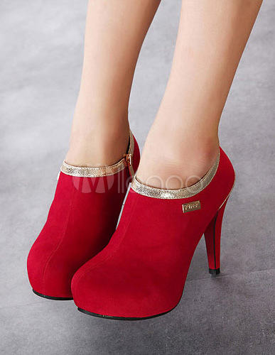 Piping Heeled Ankle Boots - Milanoo.com