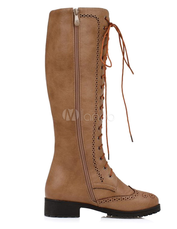 Martin Knee Length Boots With Lace Up