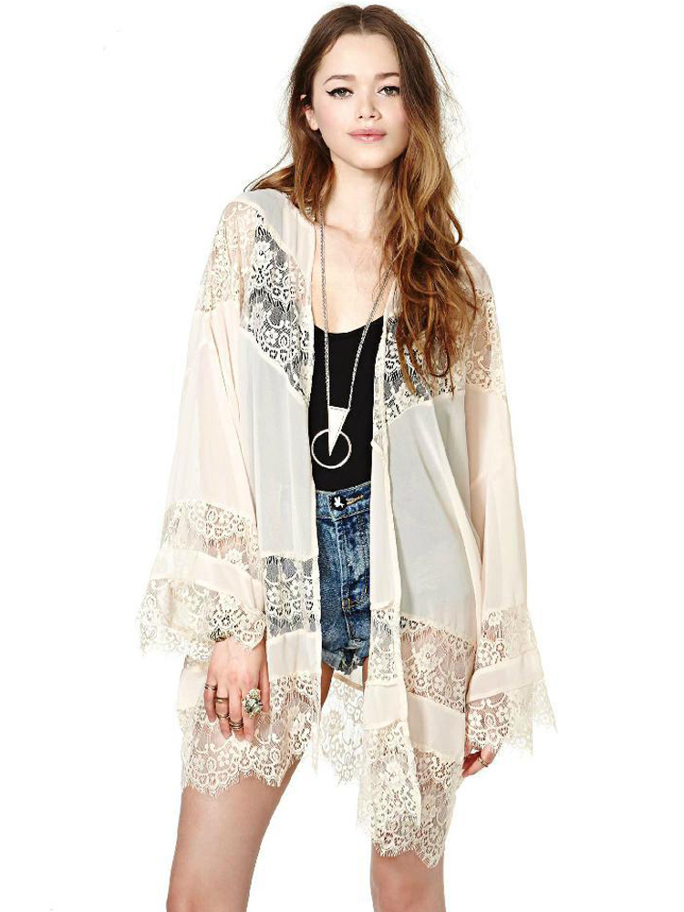 Kimono Cardigans With Lace & Fringe