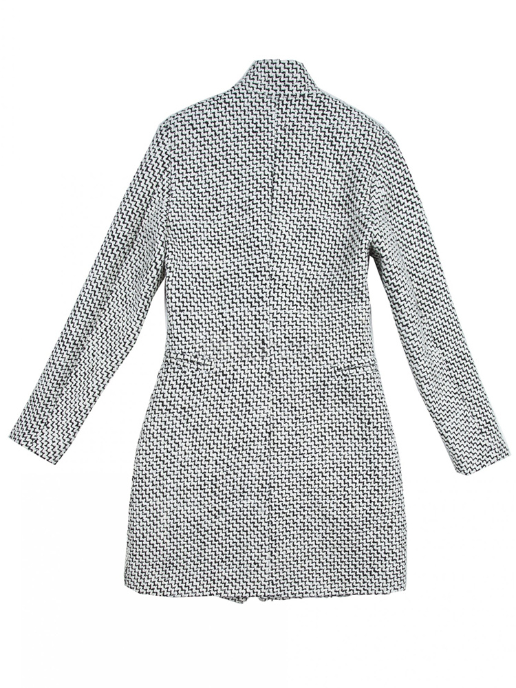 Wavy Striped Coat With Stand Collar - Milanoo.com