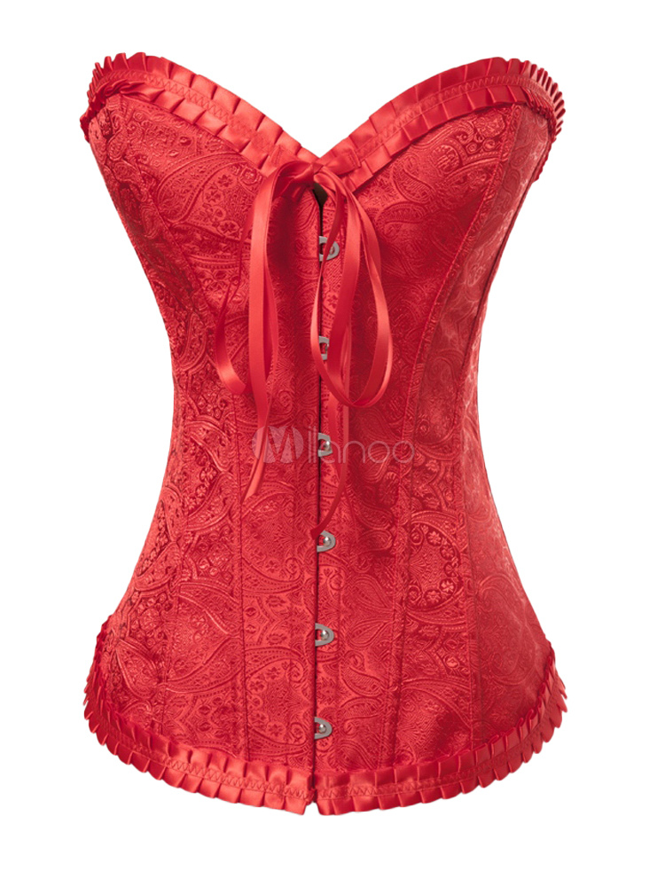 Brocade Overbust Corset With Ruched Trimming - Milanoo.com