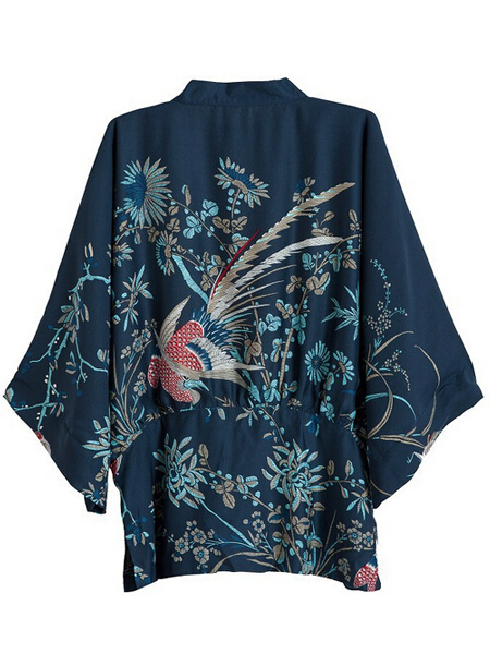 Bat Wing Sleeve Floral Print Kimono Cardigan - Milanoo.com