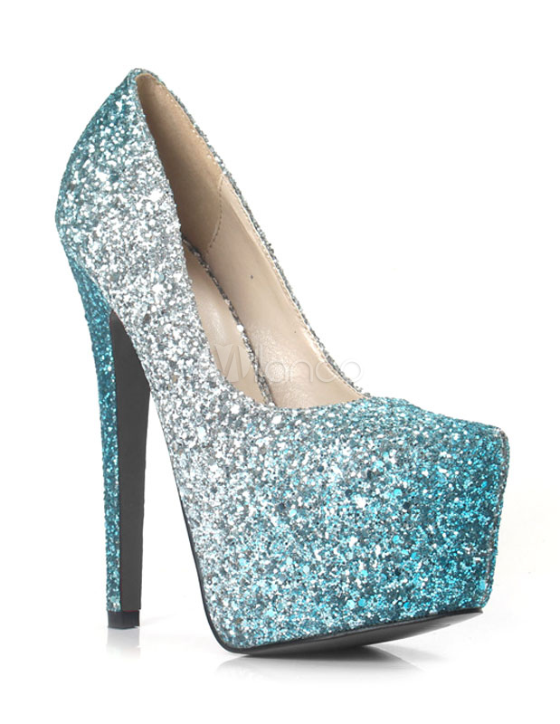 sequin blue heels