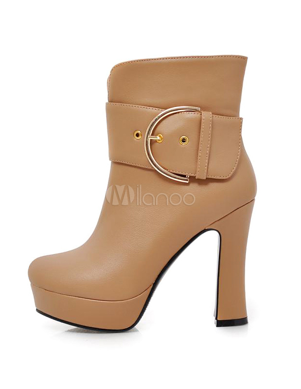 round toe chunky heel booties
