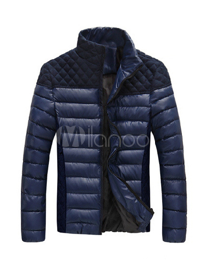 Quilted Jacket with Stand Collar - Milanoo.com