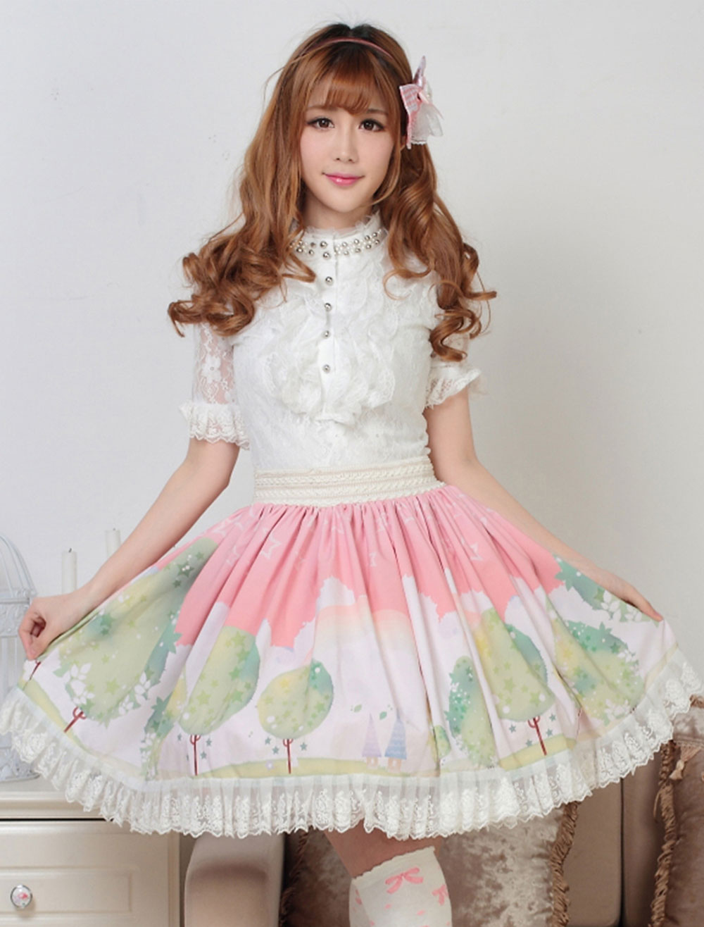 Cheap Violet Lace Hem with Big Bowknot Sweet Lolita Dress Sale At Lolita  Dresses Online Shop