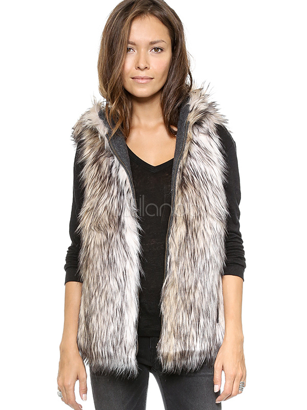 Hooded Faux Fur Vest