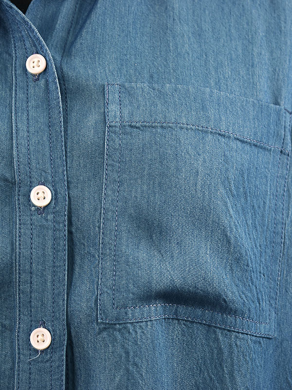 Blue Boyfriend Long Sleeve Denim Shirt - Milanoo.com