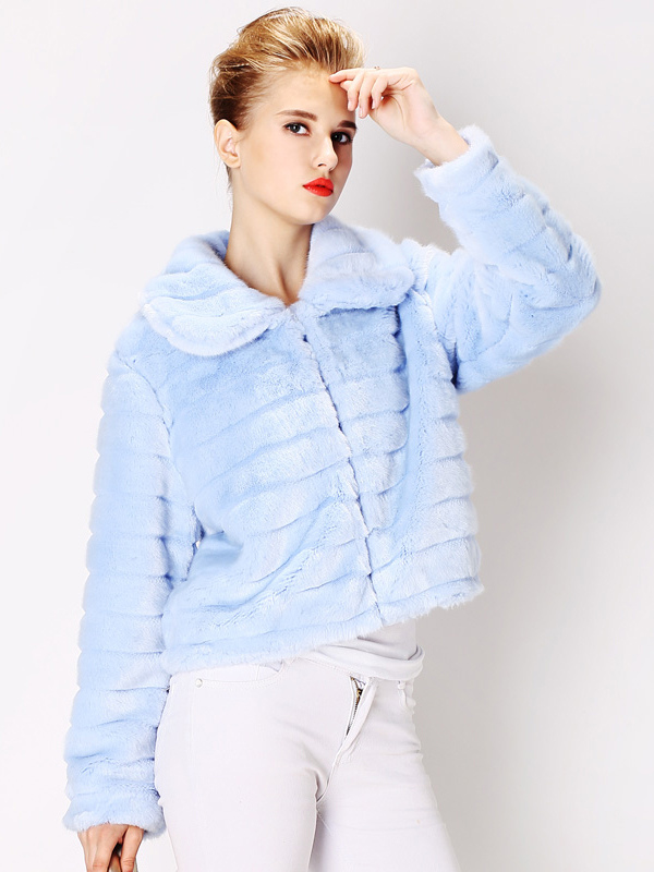 Light Blue Faux Fur Jacket