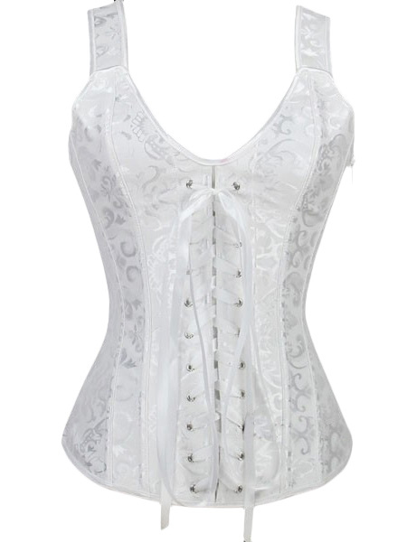 White Bridal Corset Lace Up Overbust Wedding Corsets Milanoo Com