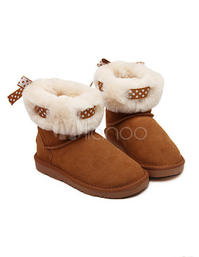 Bow Decor Piping Snow Boots - Milanoo.com
