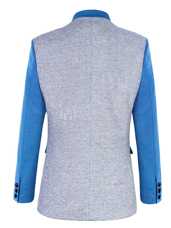 Stand Collar Blazer with Button