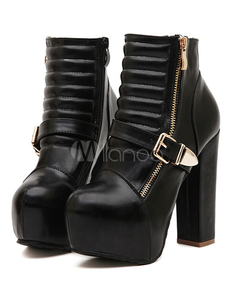 chunky heel platform bootie
