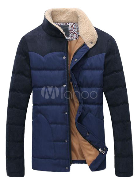 Color Block Stand Collar Quilted Jacket - Milanoo.com