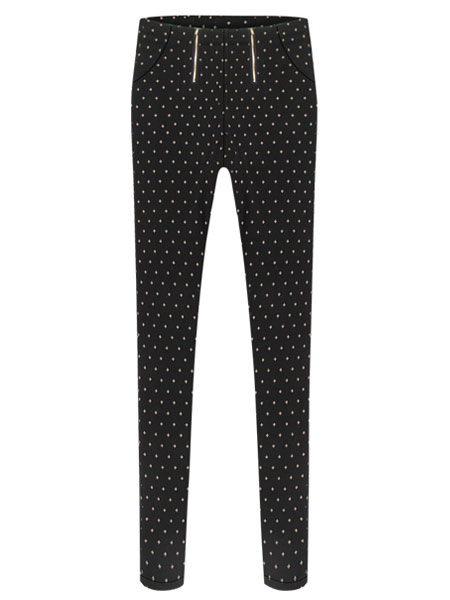Printed Skinny Pants with Double Zipper - Milanoo.com