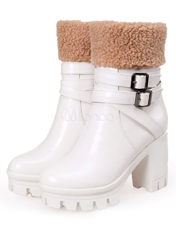 round toe chunky heel booties