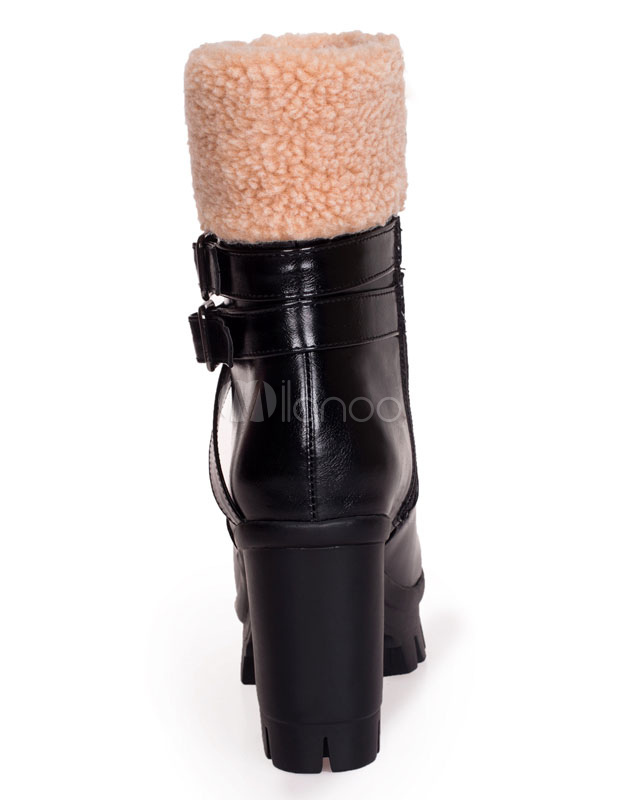 round toe chunky heel booties