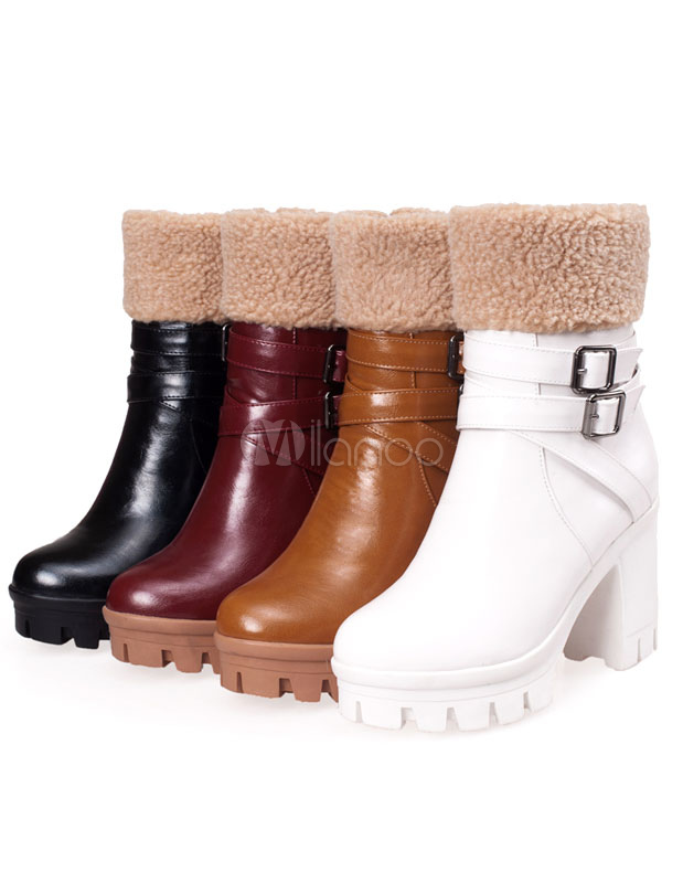 round toe chunky heel booties