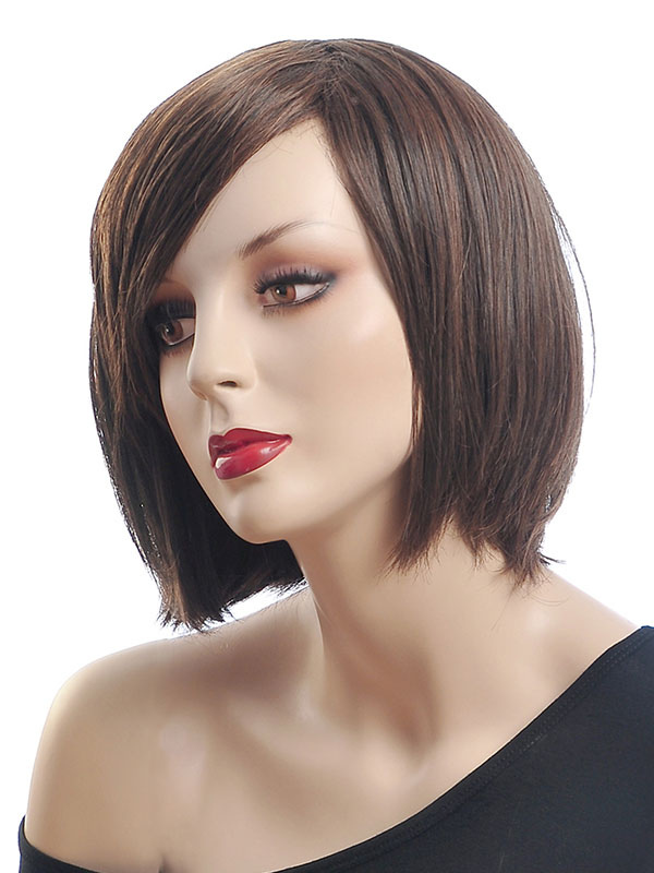 Sideswept Bangs Bobs Short Wig