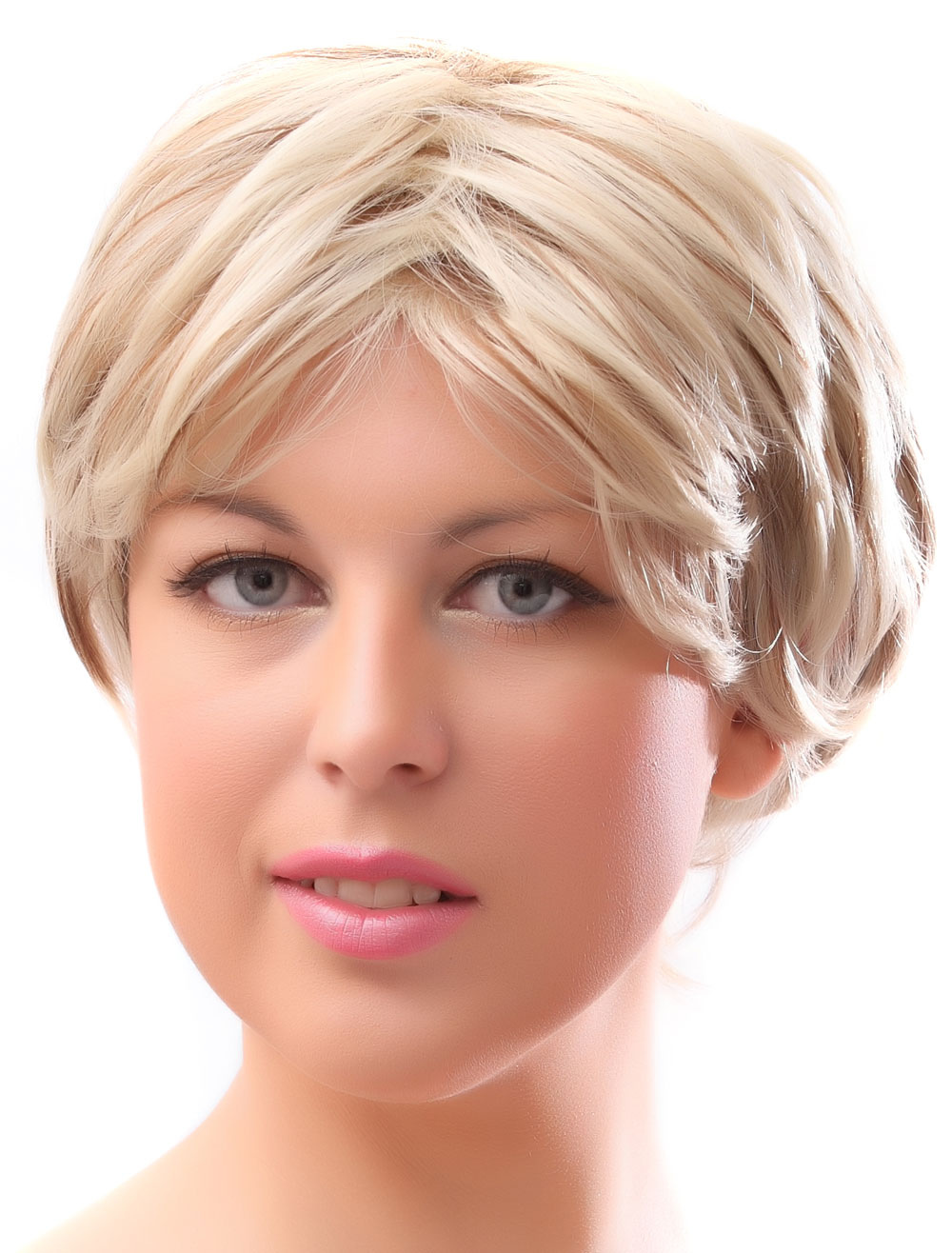 Split Wigs Short Curly Wig Blonde Full Wig In Heatresistant Fiber