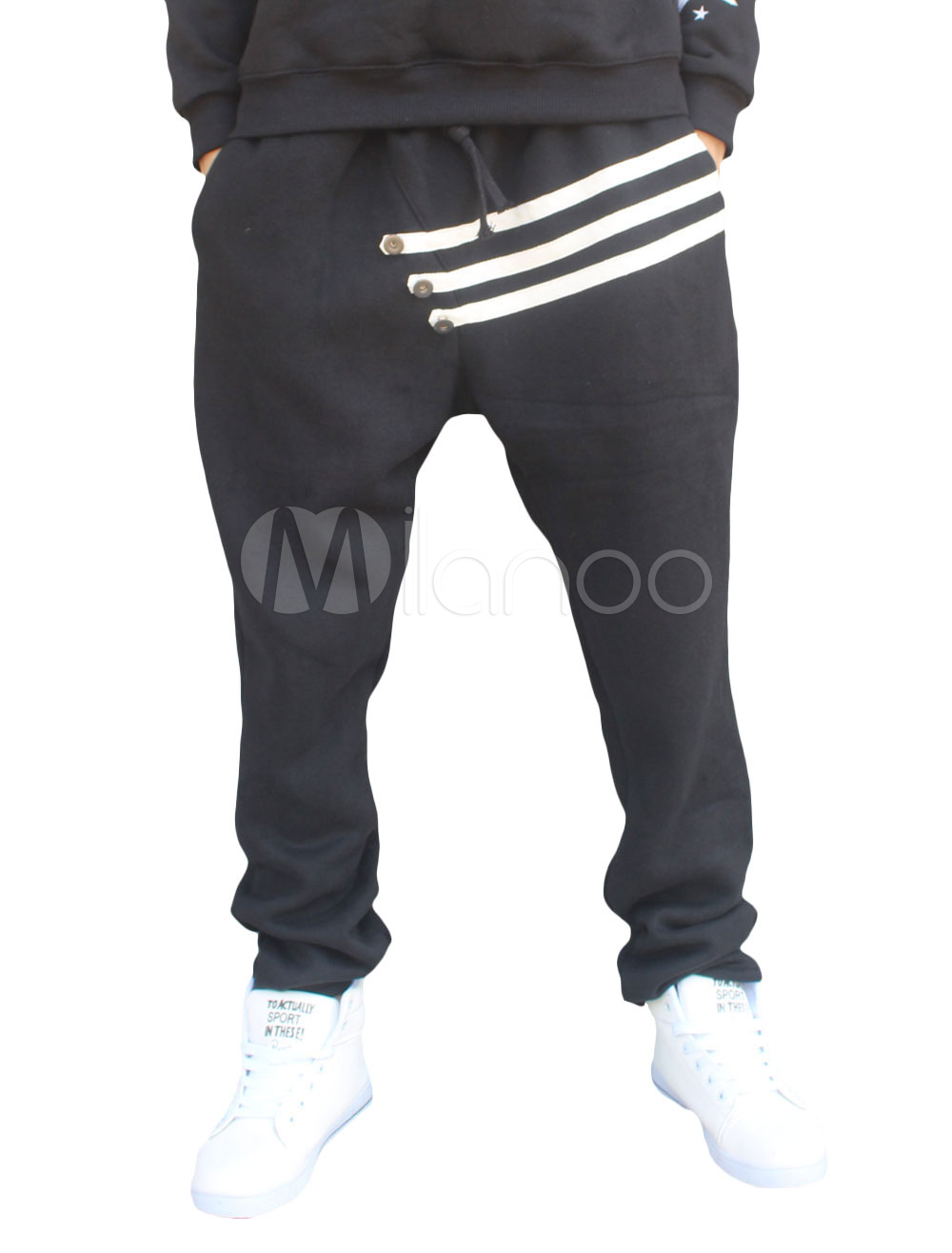 Cotton Striped Loose Sweatpants