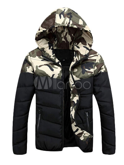 Camouflage Hooded Quilted Jacket - Milanoo.com
