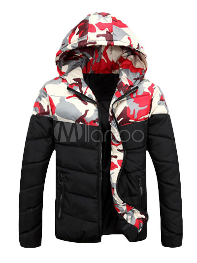 Camouflage Hooded Quilted Jacket - Milanoo.com