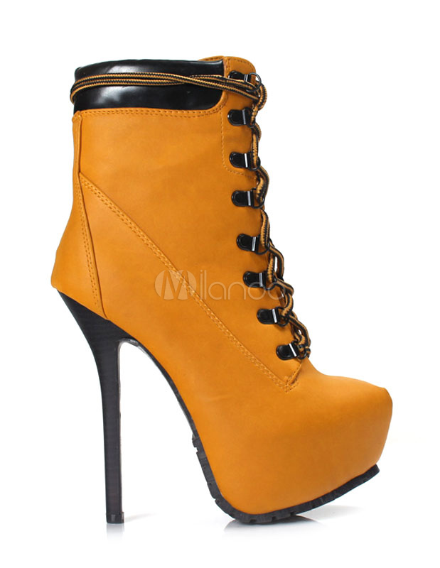 Lace Up Stiletto Heel Booties - Milanoo.com